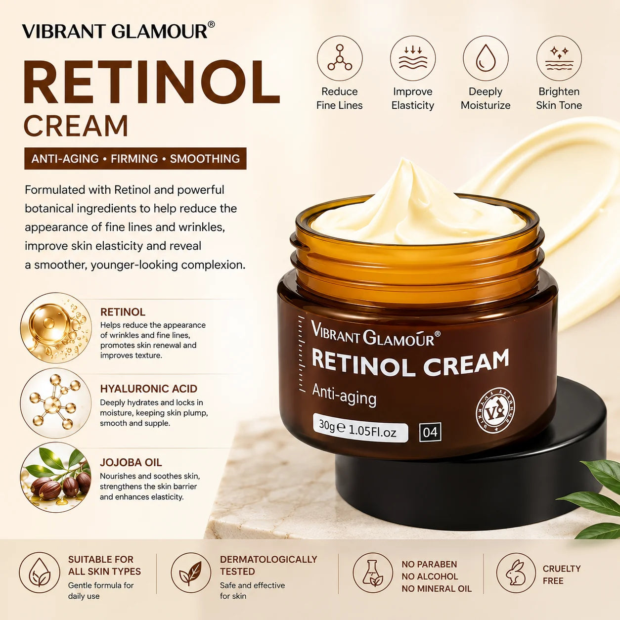 Retinol Face Cream – Moisturize, Brighten & Smooth