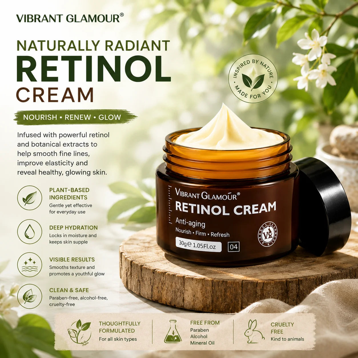 Retinol Face Cream – Moisturize, Brighten & Smooth